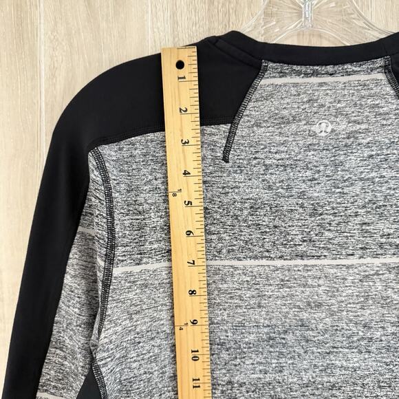 Lululemon Velocity Long Sleeve Shirt Mens Small Gray Striped Color Block Thumb - Picture 8 of 13